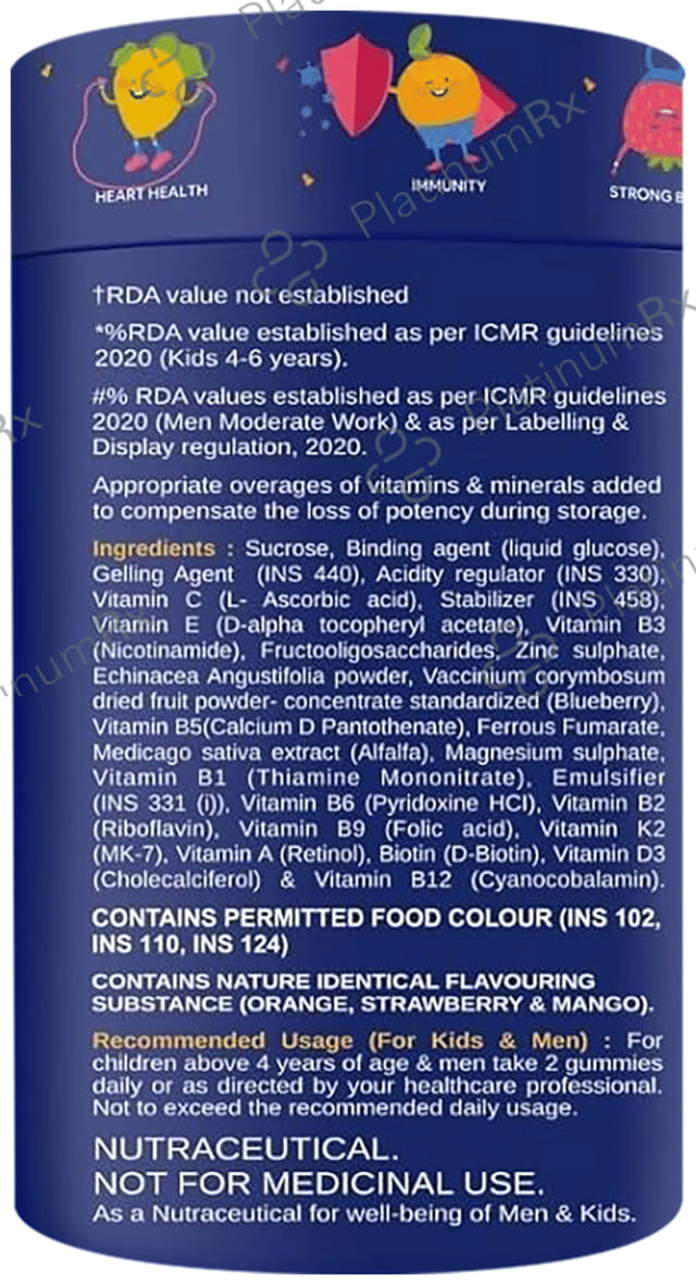Carbamide Forte Novosules Kids Multivitamin - Gummies for Energy, Brain & Gut Health - Flavour Mango, Strawberry & Orange 90 gummies