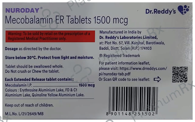 Nuroday ER 1500mcg Tablet ER 10s