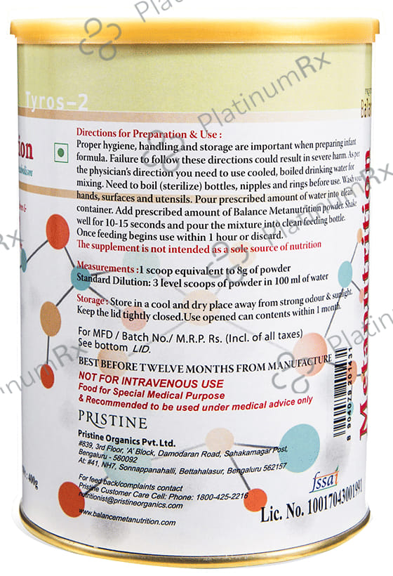 Pristine Balance Metanutrition Tyros 2 (3 Years & Above) Powder Chocolate
