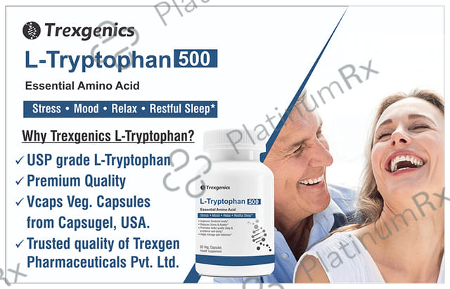 Trexgenics L-Tryptophan 500mg Veg. Capsules