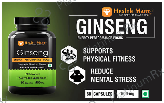 Health Mart Ginseng 500mg Capsule for Energy, Performance & Focus