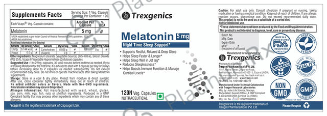 Trexgenics Melatonin 5mg Veg Capsule