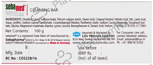 Sebamed Cleansing Bar with Vitamins for Sensitive Skin Soap Free 100gm
