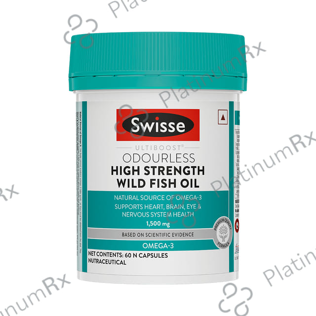 Swisse Ultiboost Odourless High Strength Wild Fish Oil Capsule with 1500mg Omega 3 - For Heart, Brain, Eye & Joint Health