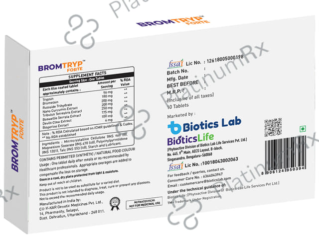Bromtryp Forte for Wound Healing and Pain Management Tablet