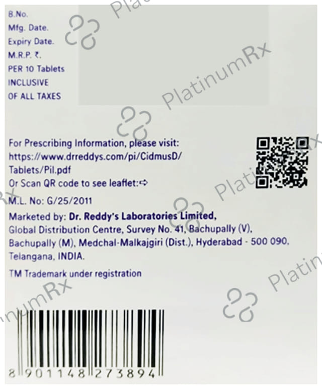 Cidmus D 200/5mg Tablet 10s