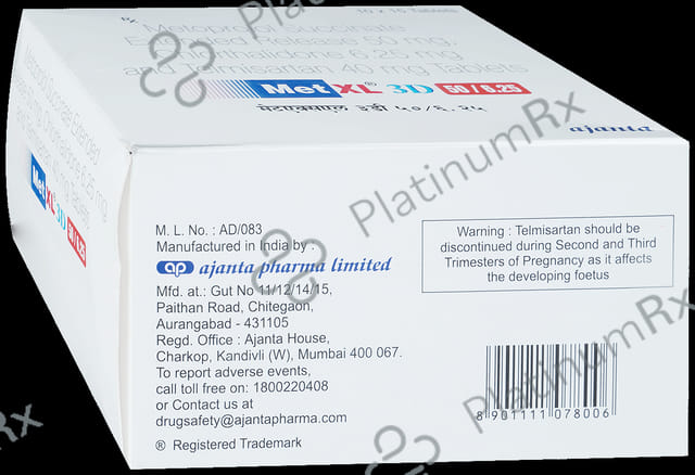 Met XL 3D 50/6.25/40mg Tablet ER 15s