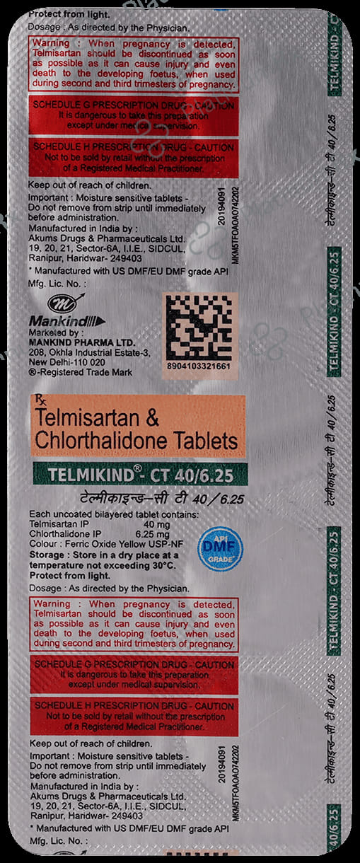 Telmikind CT 40/6.25mg Tablet 10s