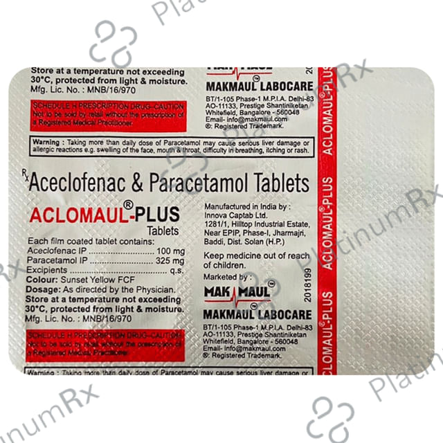 Aclomaul Plus 100/325mg Tablet 10s