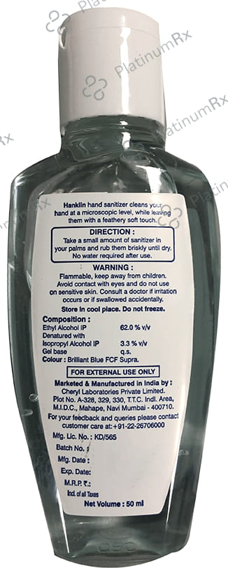 Hanklin Ethyl Alcohol Instant Hand Sanitizer 50 Sanitizer
