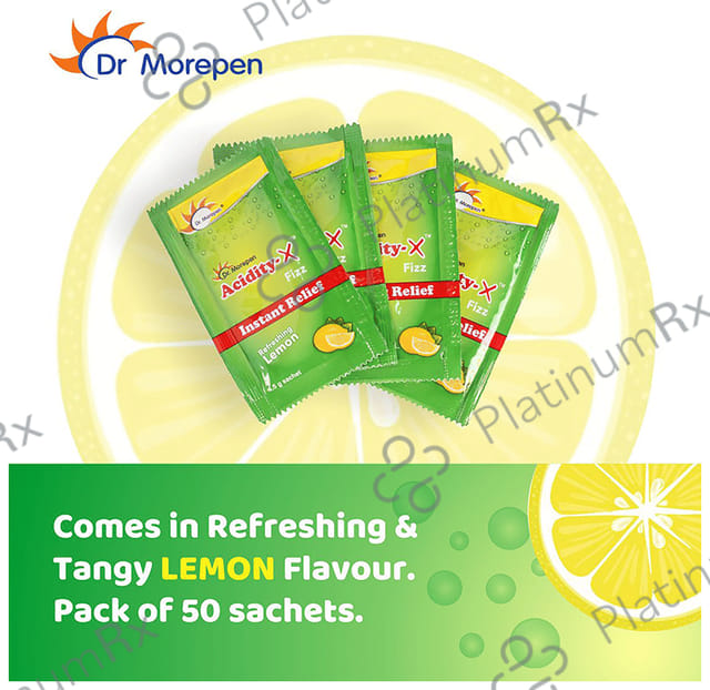 Dr. Morepen Acidity-X Fizz Instant Relief Sachet (4.5gm Each) Refreshing Lemon 5 Sachets