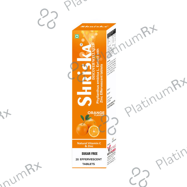 Shriska Vitamin C & Zinc Effervescent Tablet Sugar Free Orange