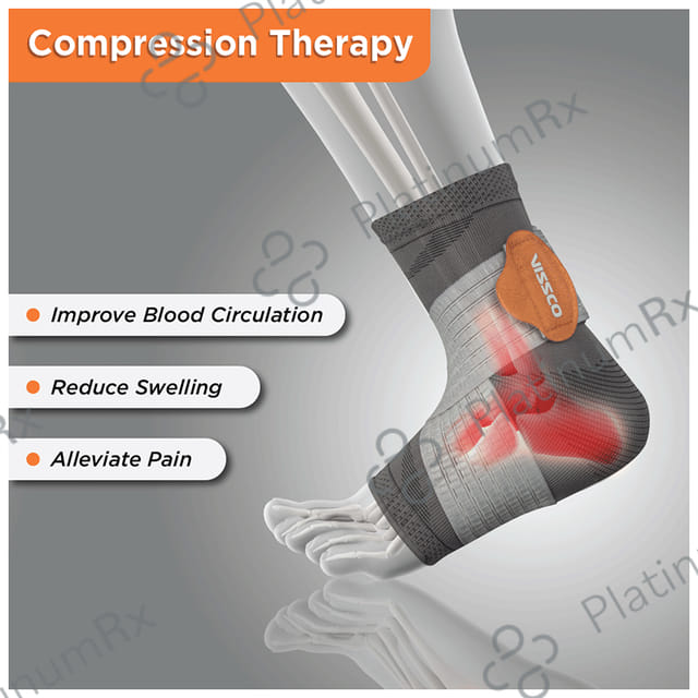 Vissco 2 in 1 Anklet + Binder to support & stability to the ankle Sprain, Swelling Muscle Medium