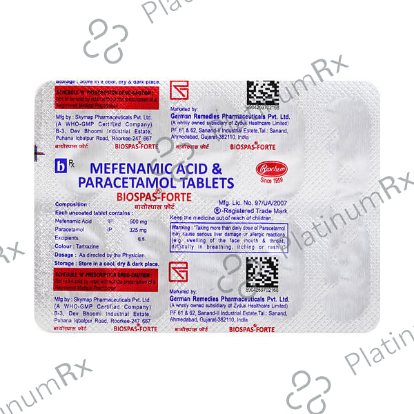 Biospas Forte 500/325mg Tablet 10s