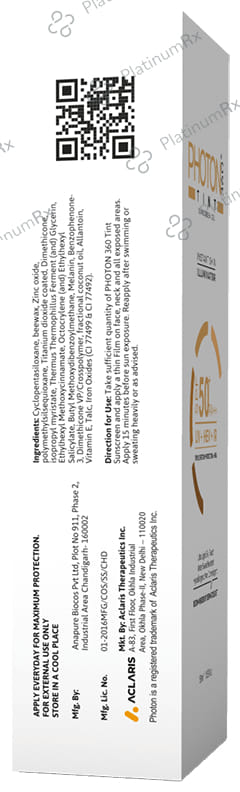 Photon 360 Tint SPF 50+ PA+++ Sunscreen Gel 50ml