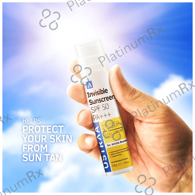 Ustraa Invisible Sunscreen with Hyaluronic Acid SPF 50 PA+++ Lotion 50gm