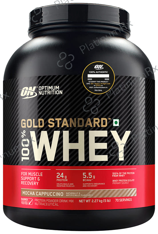 Optimum Nutrition (ON) Gold Standard 100% Whey Protein - For Muscle Recovery - No Added Sugar - Flavour Powder Mocha Cappuccino 5 lb