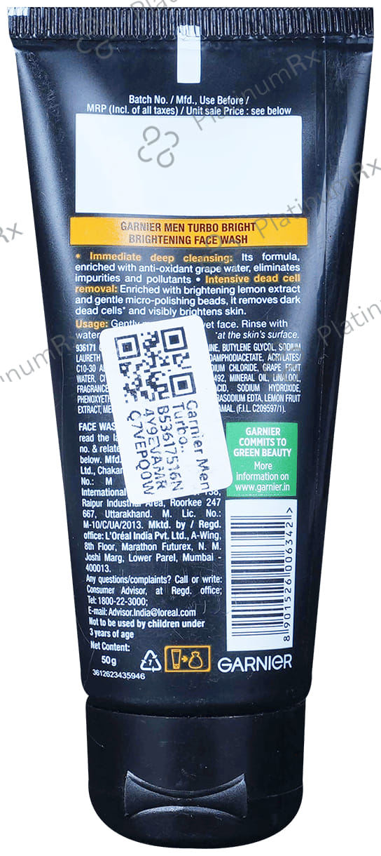 Garnier Men Turbo Bright Brightening Face Wash