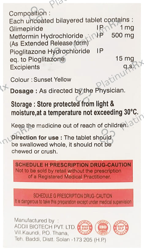 Triglim 1/500/15mg Tablet 10s