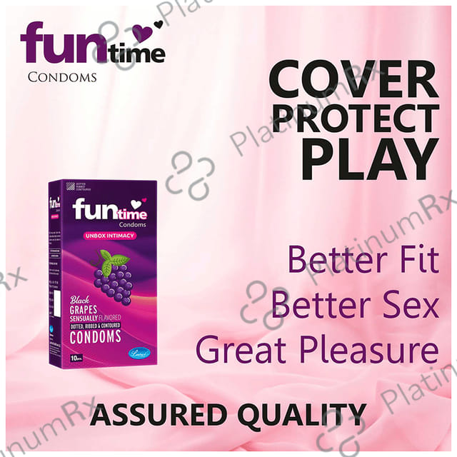 Funtime Dotted Ribbed & Contoured Black Grapes Flavour Condom 10s