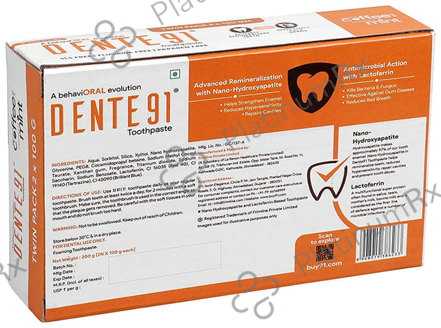 Dente 91 Coffee & Mint 100gm Toothpaste 2s
