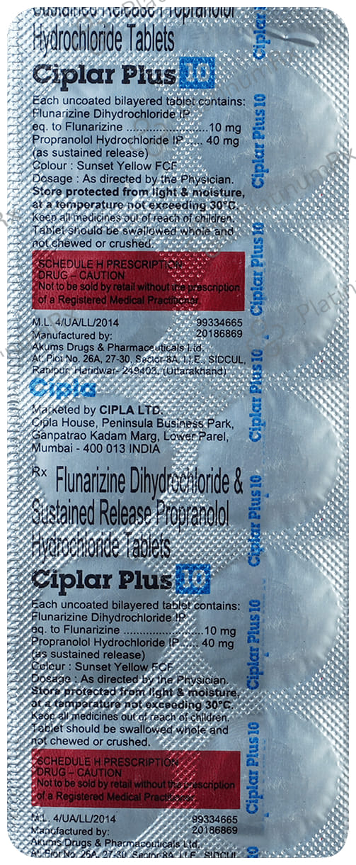 Ciplar Plus 40/10mg Tablet SR 10s
