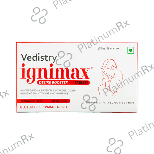 Vedistry Ignimax Desire Booster Tablet Gluten and Paraben Free