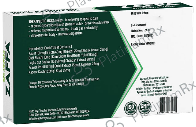 Teachers' Grace Zaffa Ayurvedic Antacid Tablets - For Digestion, Gas & Acidity