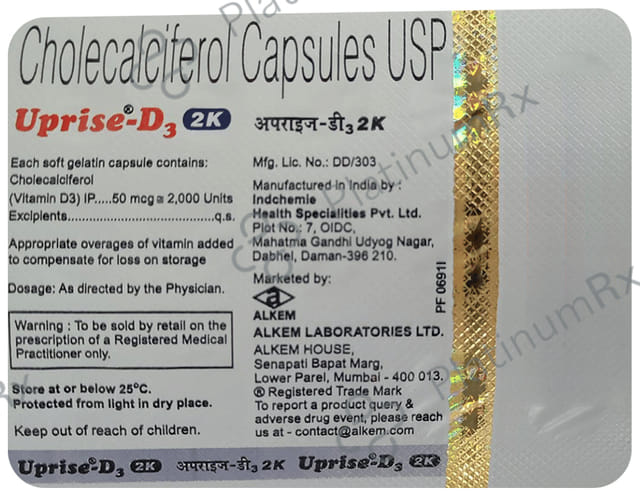 Uprise D3 2000IU Soft Gelatin Capsule 15s