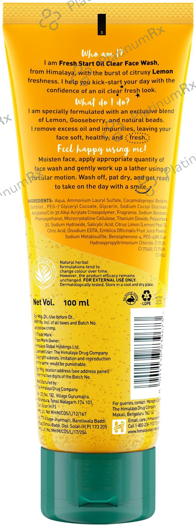 Himalaya Personal Care Fresh Start Oil Clear Lemon Face Wash 100 ml