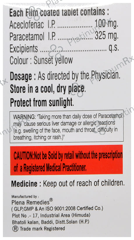 Rotaceclo P 100mg/325mg Tablet