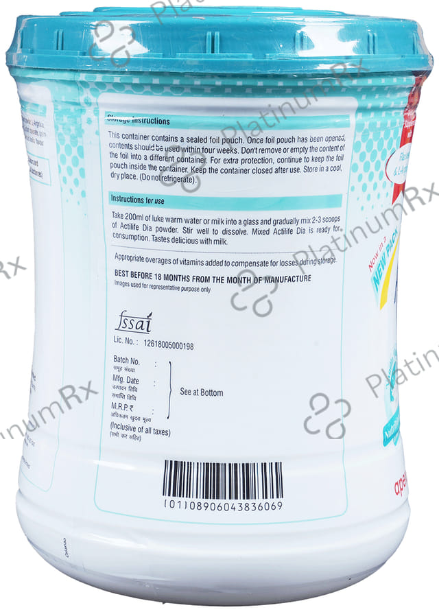 Actilife Dia with Flaxseed & L Arginine Sugar Free Flavour Vanilla Powder 200gm