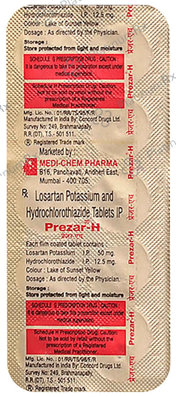 Prezar H 50 mg/12.5 mg Tablet