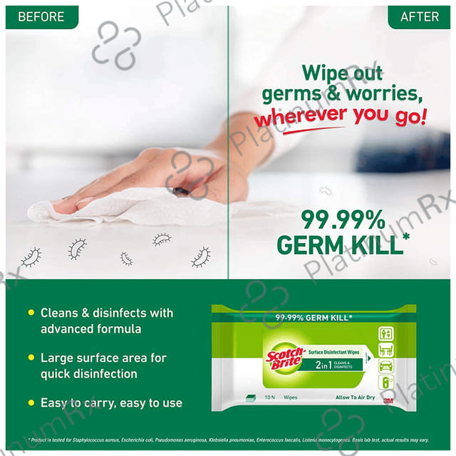 Scotch Brite Surface Disinfectant Wipes 2 in 1 Cleans & Disinfects 10 wipes