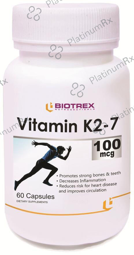 Biotrex 100mcg Vitamin K2-7 Capsule for Bone, Teeth & Heart Health