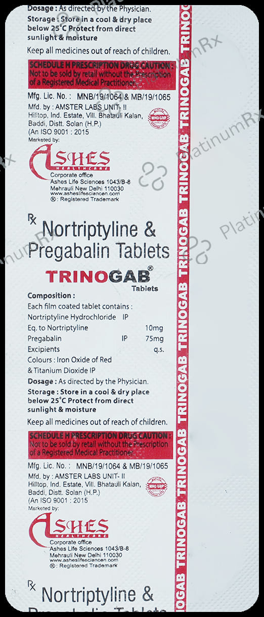Trinogab 75mg/10mg Tablet