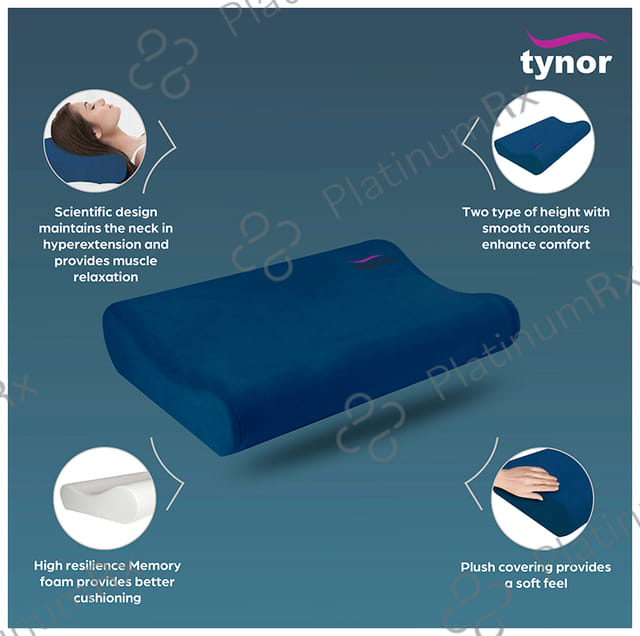 Tynor Contoured Cervical Pillow Memory Foam Blue Universal