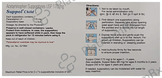 Suppol 170mg Child Suppositories 7s
