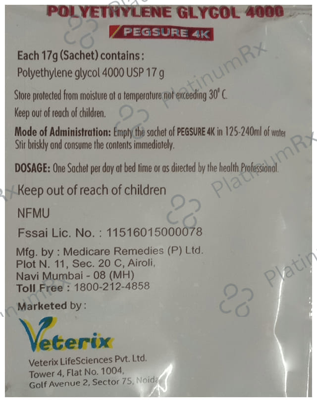 Pegsure Orange Flavour Sachet 17gm