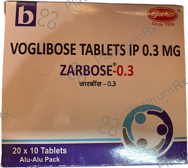 Zarbose 0.3mg Tablet 10s