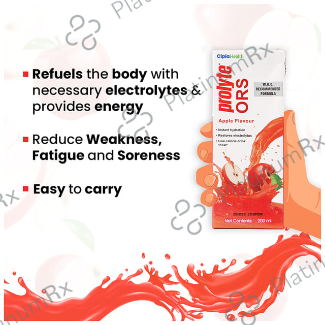 Prolyte ORS Ready To Drink Apple Flavour Solution 200ml