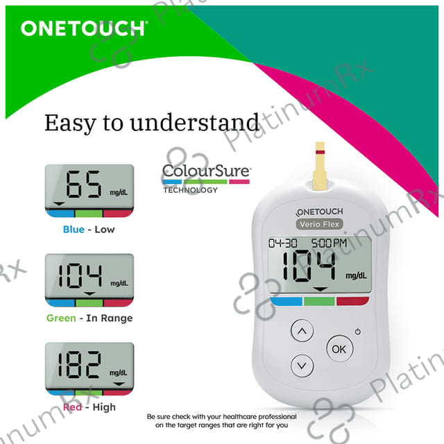 OneTouch Verio Flex Glucometer (10 Test Strips Free) 1Kit