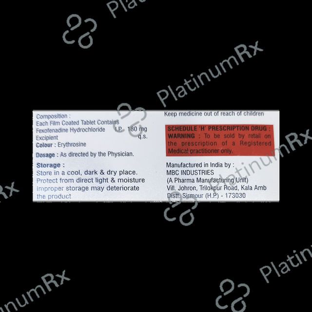 Fexopalm 180mg Tablet 10s