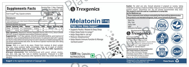 Trexgenics Melatonin 3mg Veg Capsule