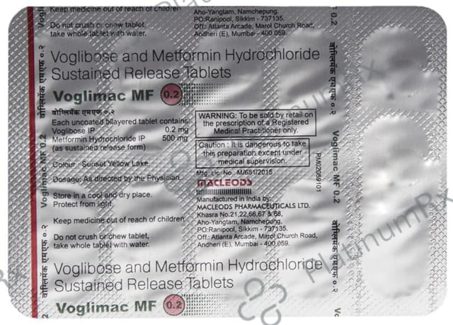Voglimac MF 0.2 500/0.2mg Tablet SR 10s