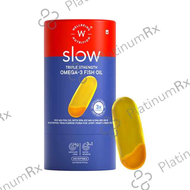 Wellbeing Nutrition Slow Virgin Omega 3 - With EPA, DHA & Curcumin for Brain & Heart Health - Capsule