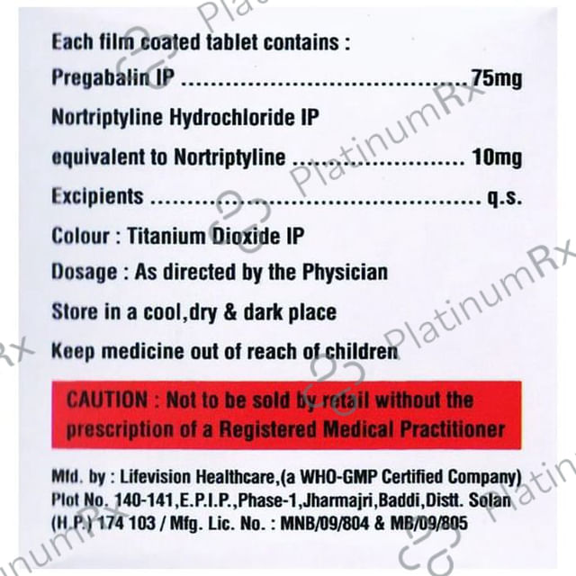 Nervance NT 10/75mg Tablet 10s