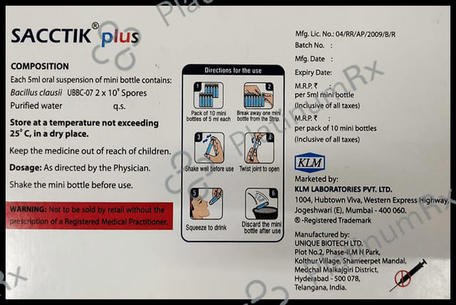 Sacctik Plus 2B Oral Suspension 5ml