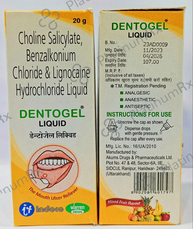 Dentogel Mixed Fruit Flavour Liquid 20gm