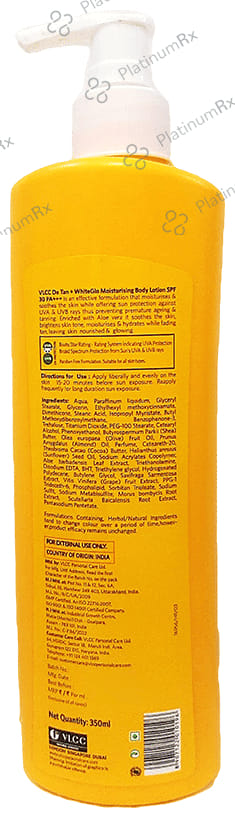 VLCC Natural Science De Tan + WhiteGlo Moisturising SPF 30 PA+++ 1 Body Lotion 350ml
